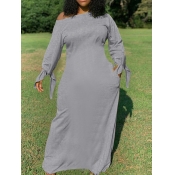 LW BASICS Plus Size Casual Loose Grey Maxi Dress