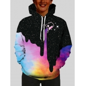 Lovely Boy Street Hooded Collar Print Black Two-pi