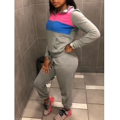 Lovely Sportswear Turndown Collar Patchwork Zipper