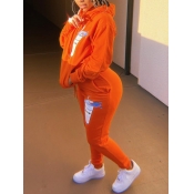 LW Kangaroo Pocket Letter Print Tracksuit Set