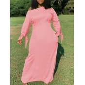 Lovely Casual Basic Loose Pink Maxi Plus Size Dres