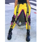 Lovely Street Letter Print Yellow Pants
