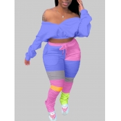 LW Plus Size Color-lump Fold Design Pants Set