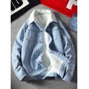 Lovely Casual Turndown Collar Buttons Design Blue 