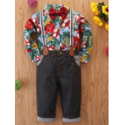 Lovely Stylish Shirt Collar Floral Print Baby Blue