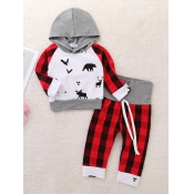 Lovely Casual Hooded Collar Print Patchwork Red Bo