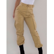 Lovely Street Pocket Patched Khaki Pants