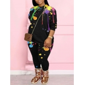 LW Plus Size O Neck Print Pants Set