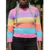 LW Stylish Rainbow Striped Multicolor Sweater