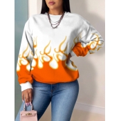 Lovely Casual Half A Turtleneck Print White Hoodie