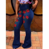 Lovely Street High-waisted Rose Embroidered Deep B