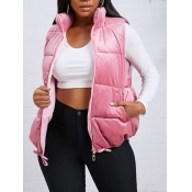 Lovely Trendy Zipper Design Pink Waistcoat