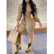 LW Hooded Collar Drawstring Tracksuit Set