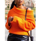Lovely Trendy Loose Orange Sweater