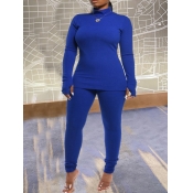 Lovely Leisure Turtleneck Basic Skinny Blue Two Pi