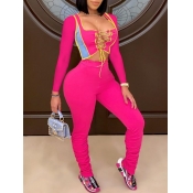 LW Bandage Hollow-out Design Patchwork Pants Set