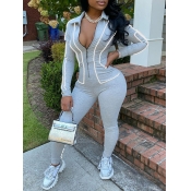 LW Turndown Collar Striped Jumpsuit