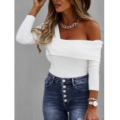 Lovely Trendy V Neck Cross-over Design White Sweat