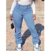 Lovely Plus Size Stylish Heap Baby Blue Jeans