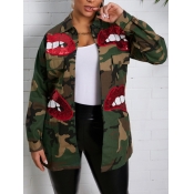 LW Camo Print Lip Decoration Coat