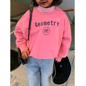 Lovely Casual O Neck Letter Print Pink Girl Hoodie