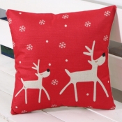 Lovely Christmas Day Print Red Decorative Pillow C