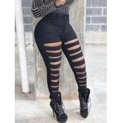 Lovely Street Hollow-out Black Jeans