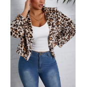 Lovely Trendy Hooded Collar Leopard Print Faux Fur
