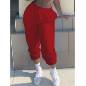 Lovely Casual Basic Red Pants