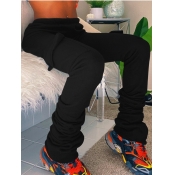 Lovely Street Fold Design Black Pants