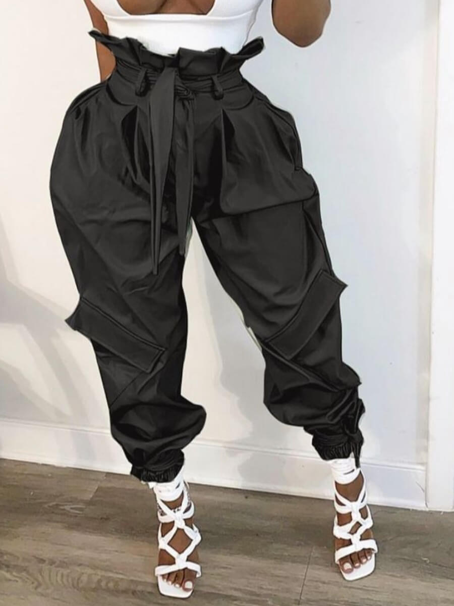 

Lovely Street Pocket Patched Black Pants