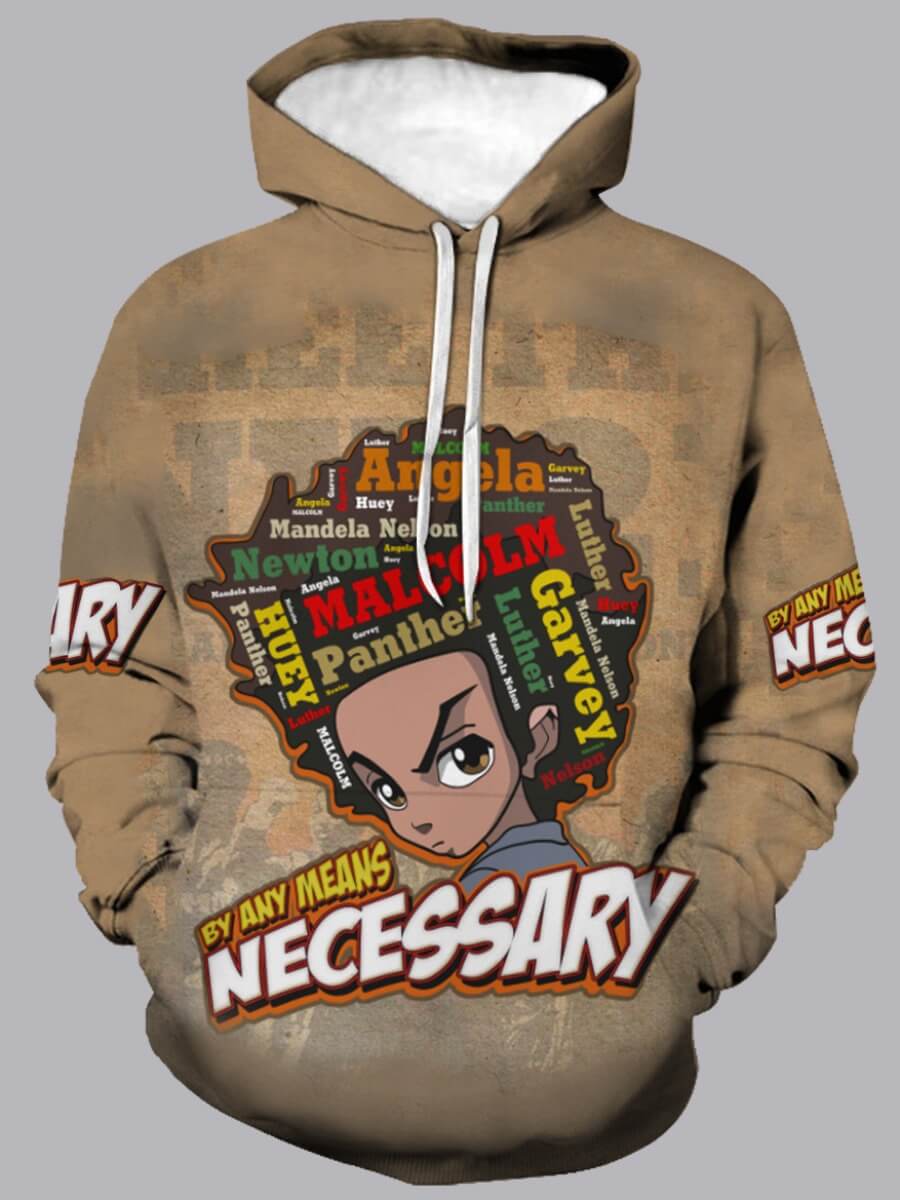 

Lovely Leisure Hooded Collar Print Khaki Men Hoodie