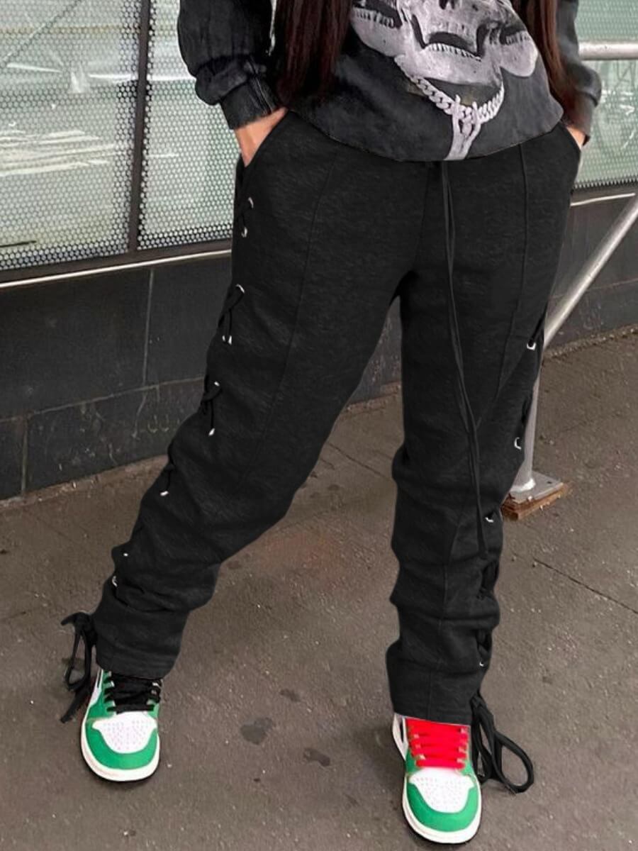 

LW Casual Buttons Design Black Pants