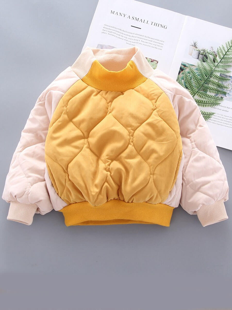 

Lovely Trendy Mandarin Collar Patchwork Yellow Girl Hoodie