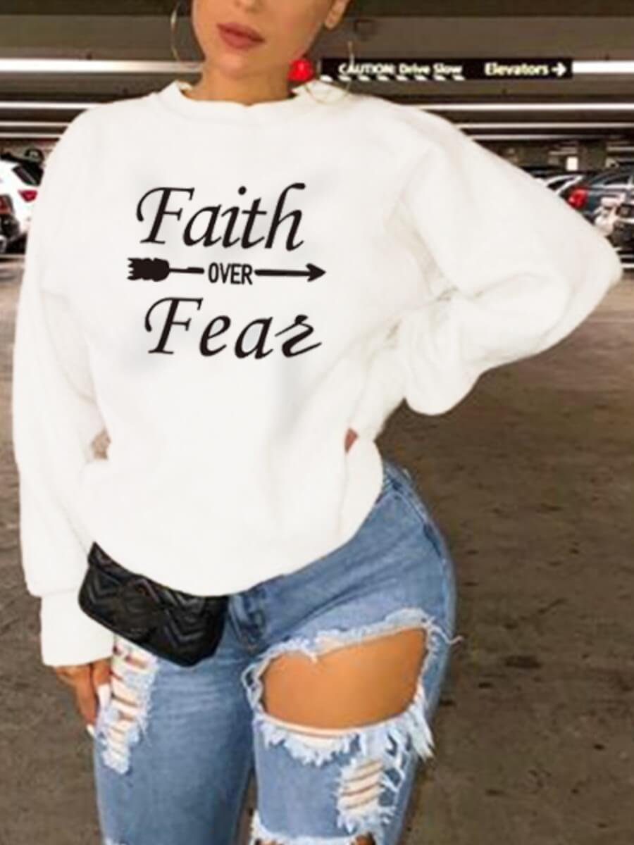 

Lovely Casual O Neck Letter Print White Hoodie