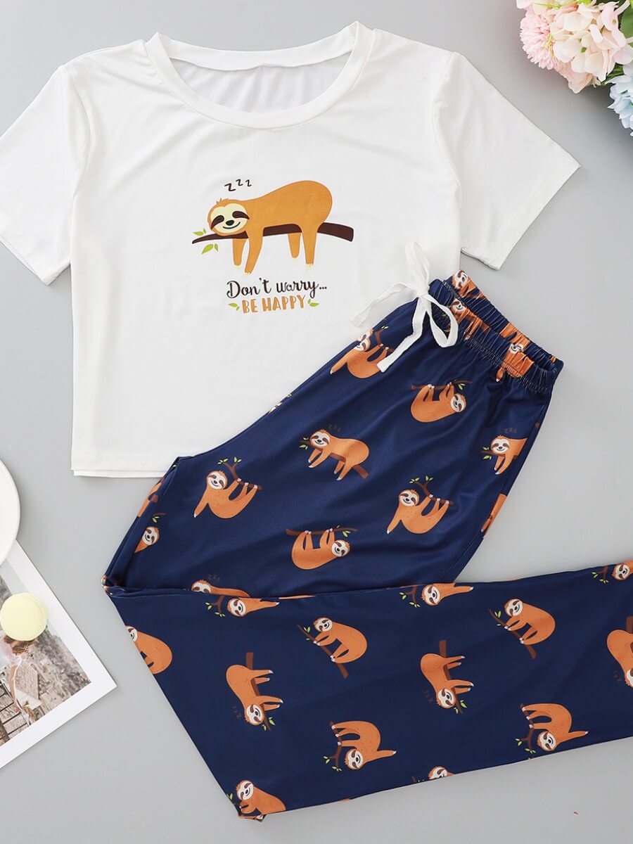 

Lovely Animal Print Navy blue Sleepwear