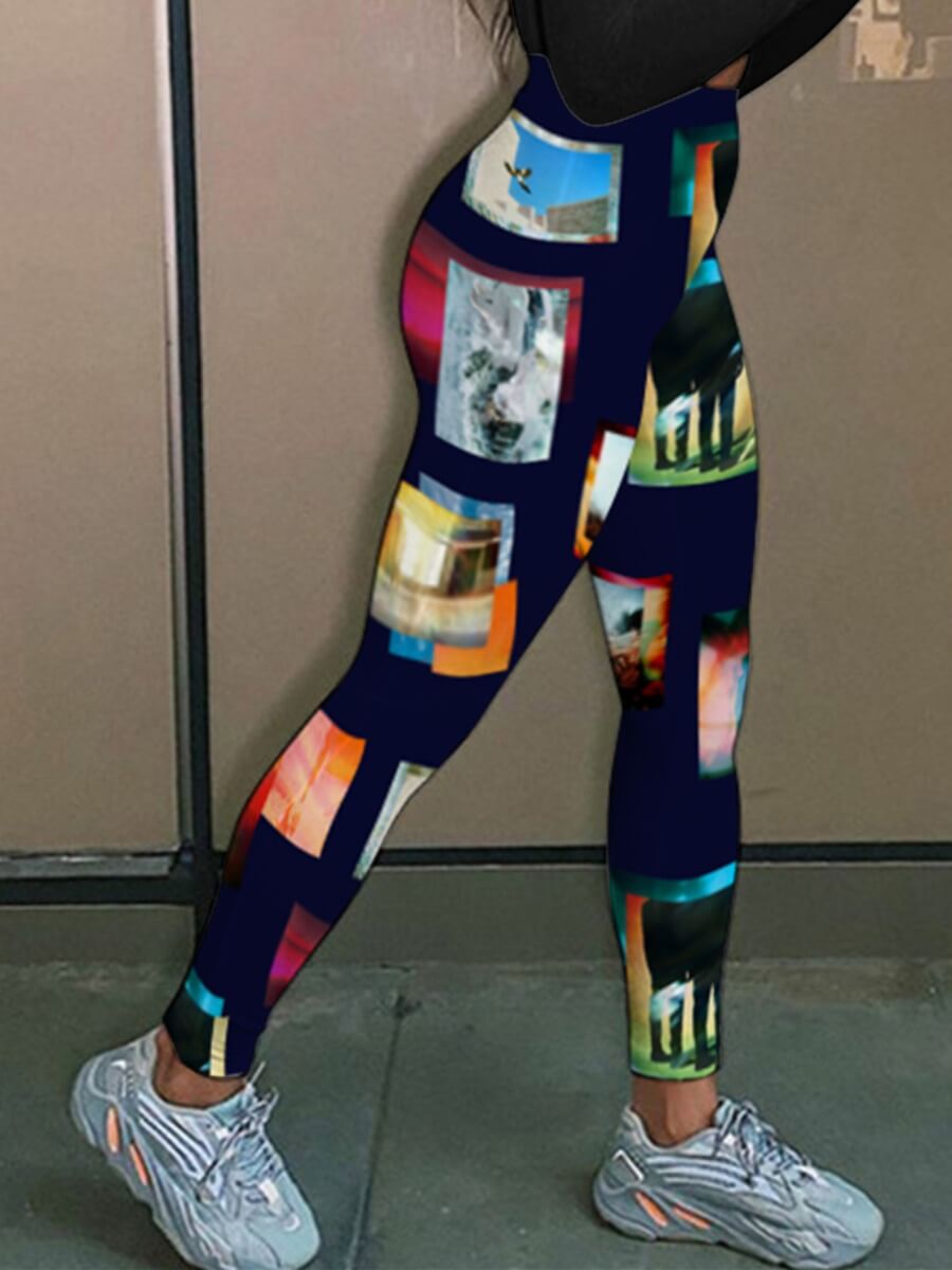 

Lovely Sportswear Mid Elastic Print Black Pants