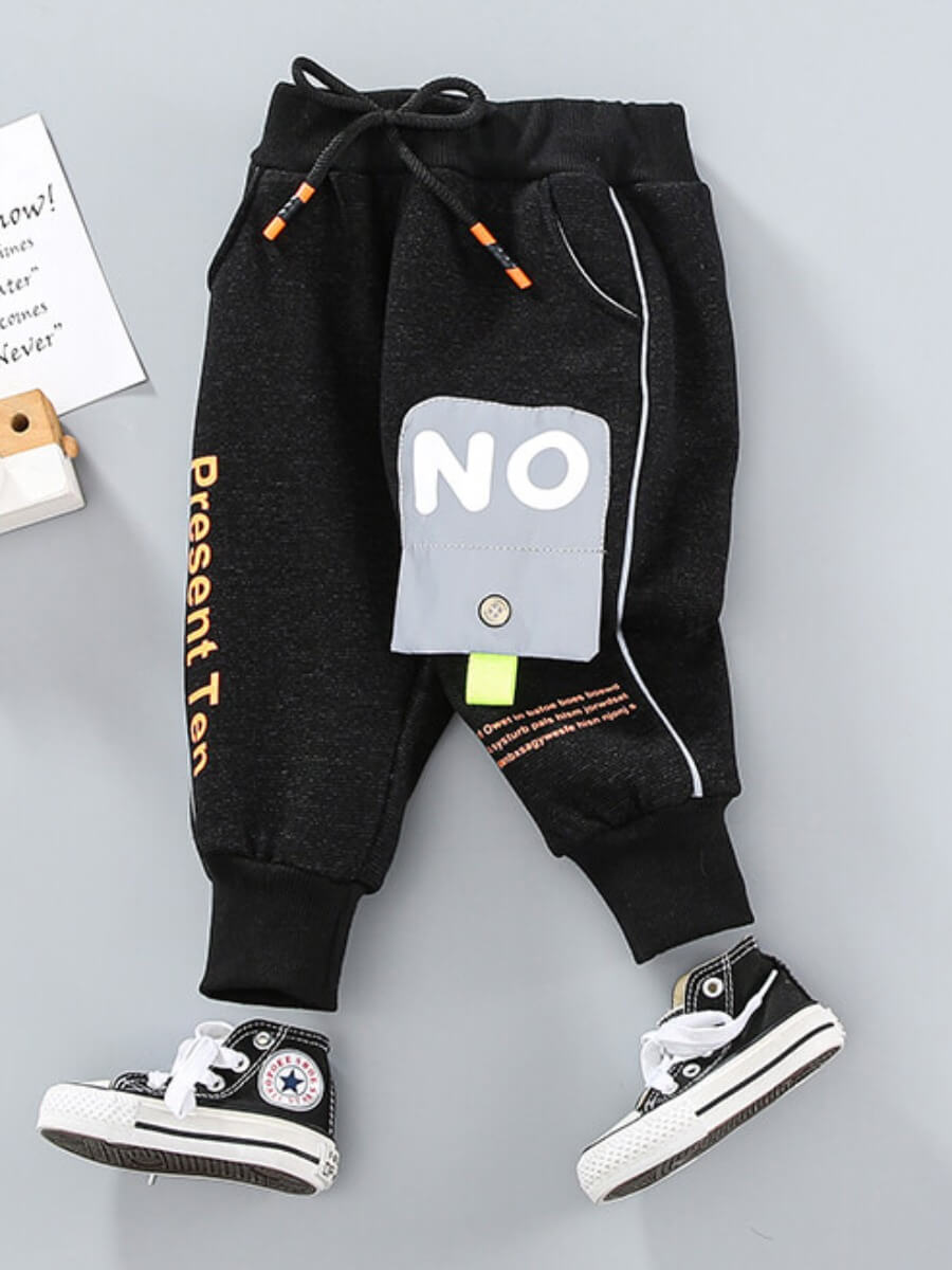 

Lovely Street Letter Print Black Boy Pants