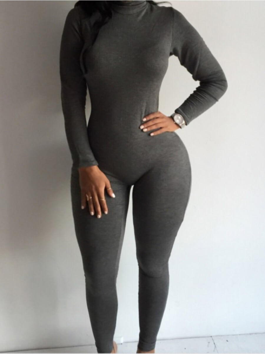 

Lovely Home Style O Neck Dark Grey Sleepwear(One-piece