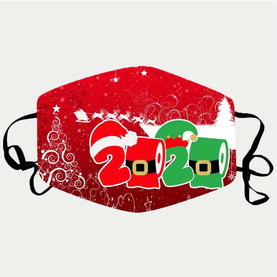 

Lovely Christmas Print Purplish Red Face Mask