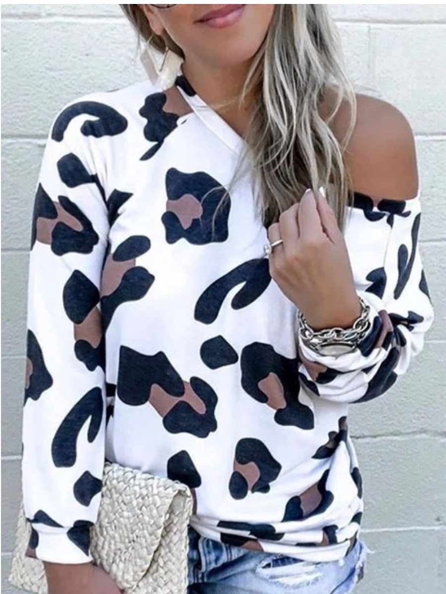 

Lovely Sweet O Neck Print White T-shirt