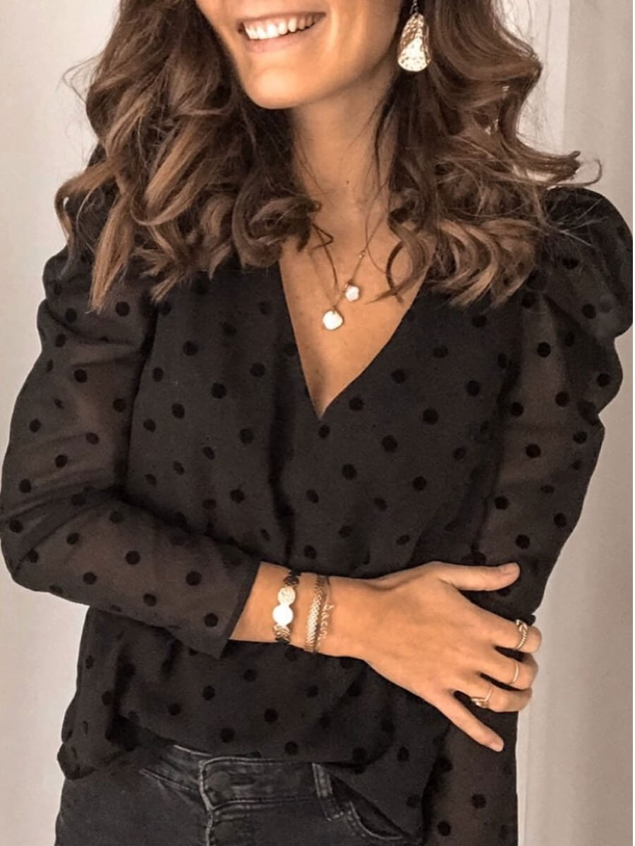 

Lovely Dot Black Blouse