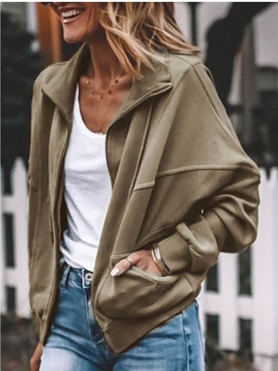 

Lovely Basic Pocket Grey Jacket