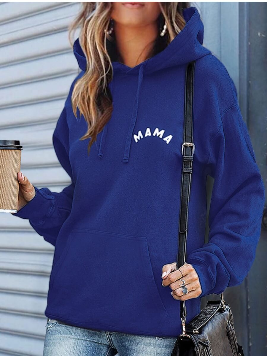 

Lovely Hooded Collar Letter Printed Blue Hoodie