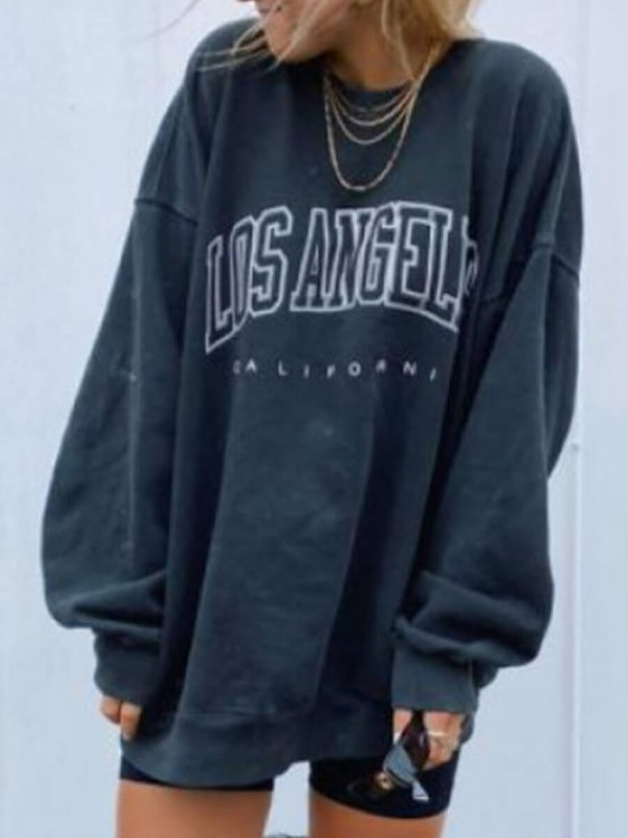 

Lovely Street O Neck Letter Print Navy Blue Hoodie