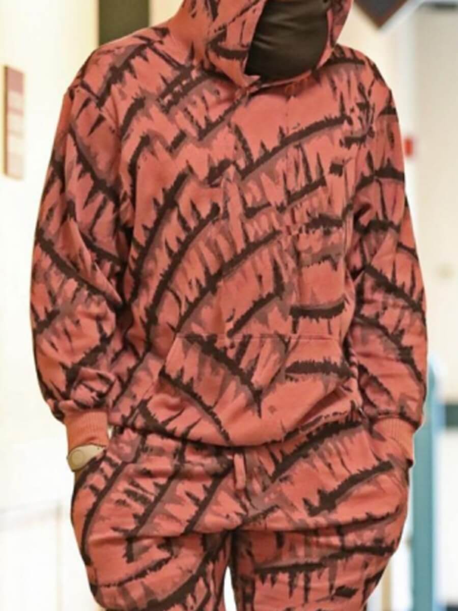 

Lovely Trendy Hooded Collar Print Orange Men Hoodie