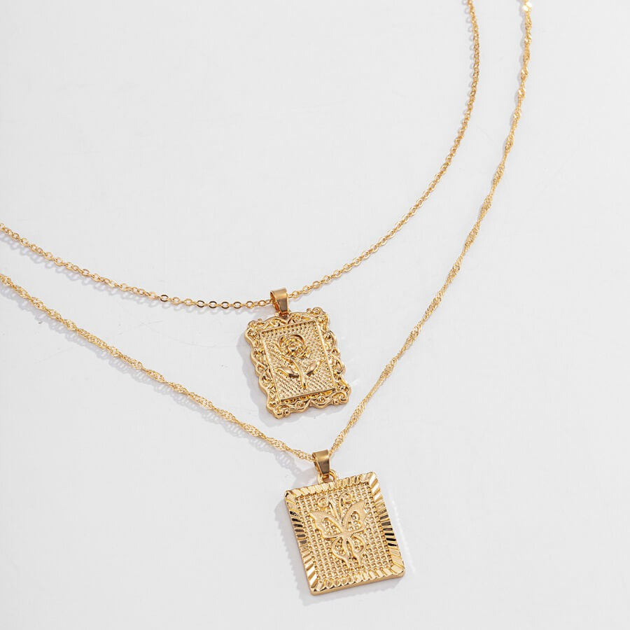 

Lovely Retro 2-piece Gold Necklace