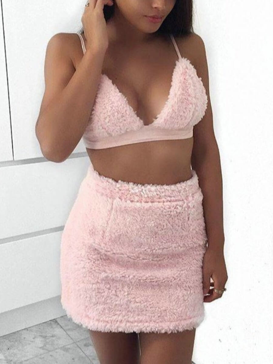

Lovely Sexy Lace-up Pink Sleepwear