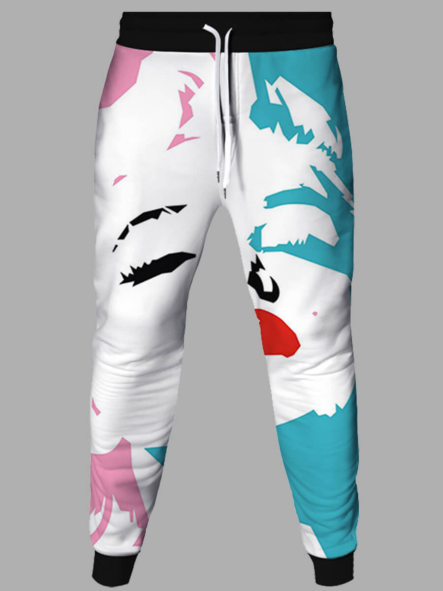 

Lovely Men Casual Print White Pants