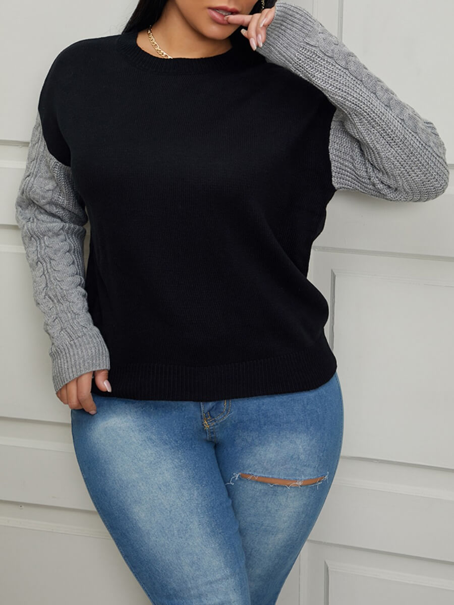 

Lovely Trendy Patchwork Black Sweater